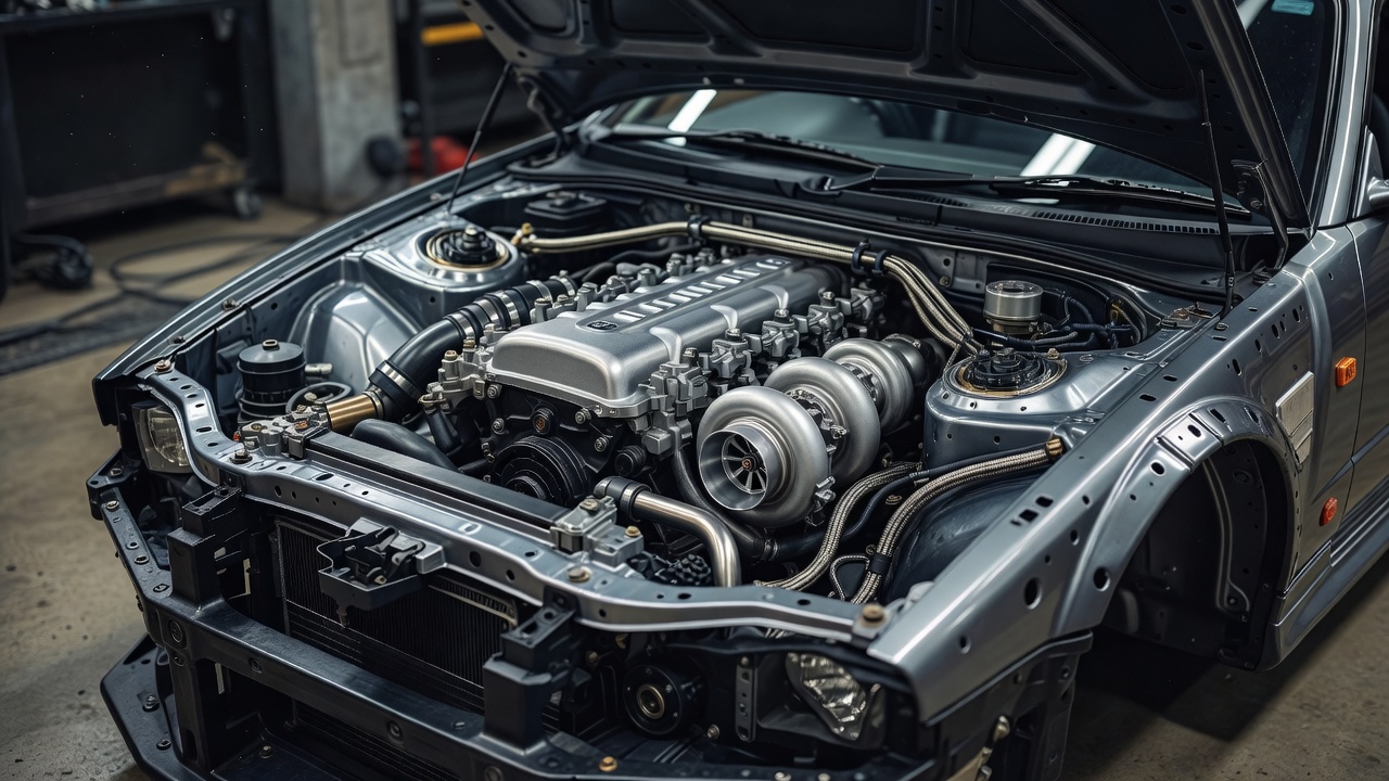 Nissan Skyline GT-R R34 Engine and Chassis View